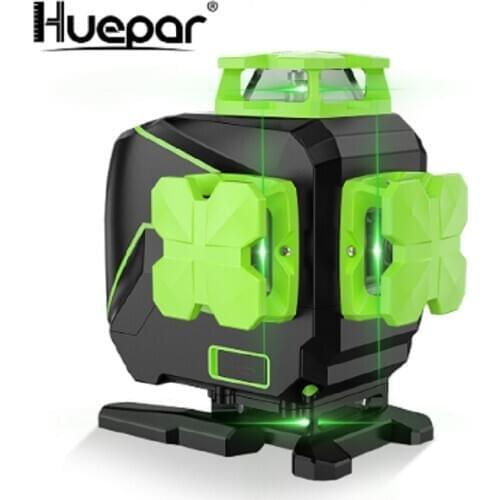 Huepar 16 lines 4D Cross Line Laser Level 4*360 Self-leveling Green Beam Lines with USB Charge Use Dry & Li-ion Battery S04CG-L