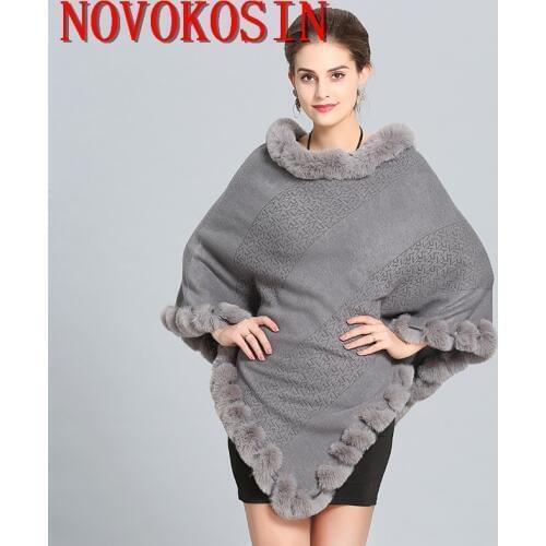 SC299 2019 Real Sample Fashion Pashmina Women Warm Winter Shawl Fur Collar Cape Wraps Warm Poncho Faux Cashmere Ladies Stole
