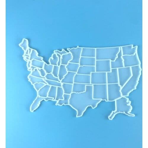 LXAE Silicone Jewelry Tray Epoxy Resin Casting Mold US Map Mat Teapot Mat Tray Mold for Jewelry Making Table Wine Tray