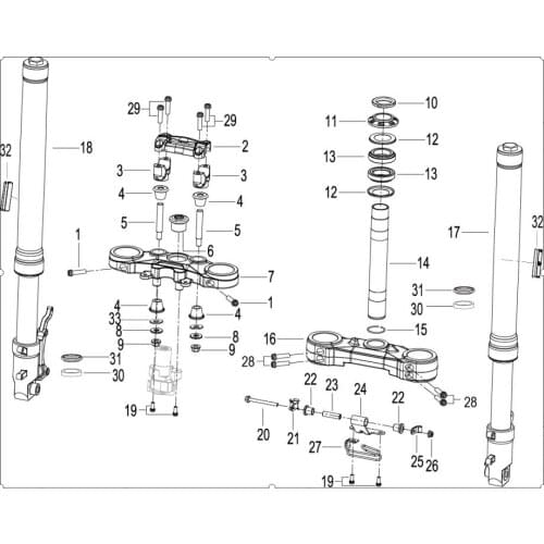 Stem triple tree connecting board page of Benelli TNT135 TNT125