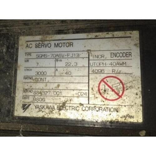 Servo motor SGMS-70A6V-FJ13 , Used one , 90% appearance new , 3 months warranty , fastly shipping