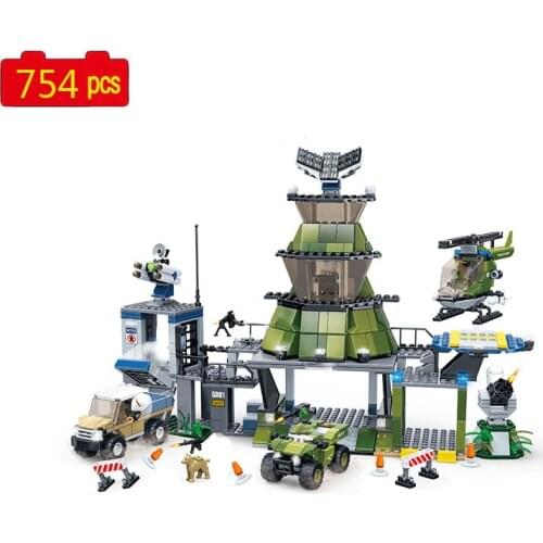 Military series WW2 army Military base command center Mini off-road vehicle motorcycle Building Blocks Bricks Toys Gifts