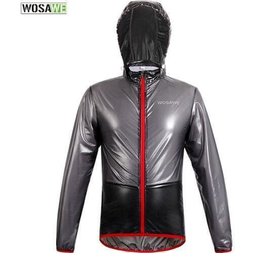 WOSAWE Waterproof Cycling Jacket with Hood MTB Bicycle Bike Rain Jacket Raincoat Outdoor Sport Windproof Cycle Clothing