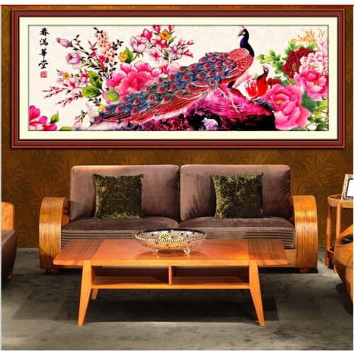 Factory Shop Free Shipping DIY Cross Stitch Sets Embroidery kits Precise Printed Peacock Animal Flower