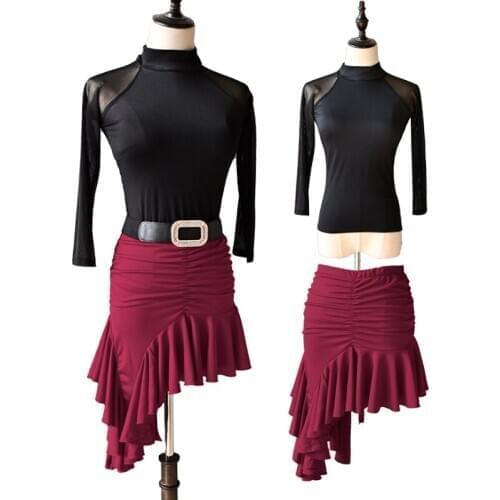 Latin Dance Clothing 2020 New Ruffled Pleated Skirt Female Professional High-end Dance Performance Clothing Modern Dance Rumba