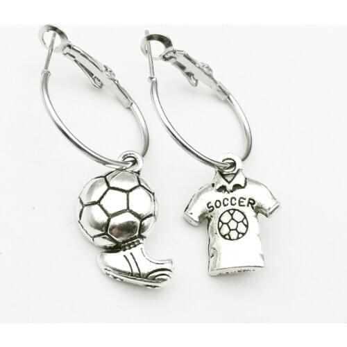 Fan Earrings Jewelry Men Women Jersey Football Pendant Earrings Small Hoop Charm Gift World Cup Souvenirs Fashion Accessories