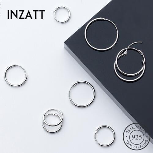 INZATT Real 925 Sterling Silver Minimalist Round Hoop Earrings For Fashion Women Party Geometric Fine Jewelry 2019 Accessories