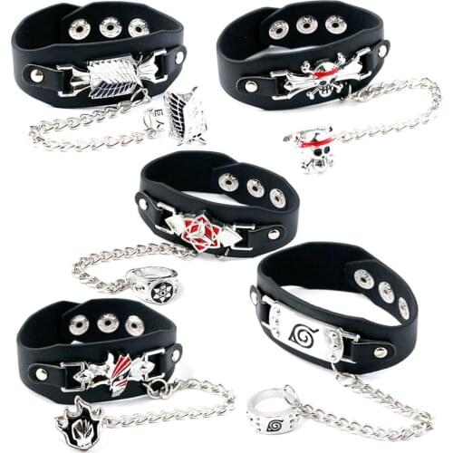 Naruto Bracelet Rings Naruto Accessories Cosplay Attack On Titan Anime Figure Uzumaki Kakashi Prop Costumes Cool Kids Toy Gift