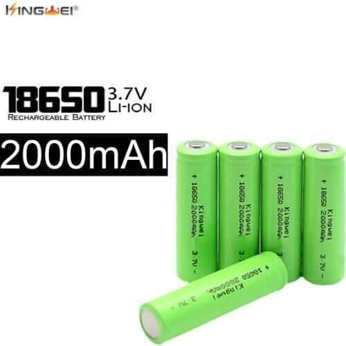 100% Brand New KingWei Light Green 2000mah 18650 Pointed Battery 3.7v Li-ion Safe Rechargeable Batteries Head Lamp