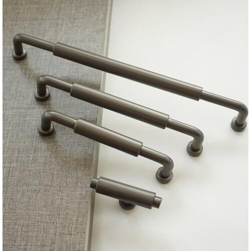 3.75" 5" 7.55" Pearl Ash Simple Door Pulls T Type Drawer Knobs Wardrobe Cabinet Pull Handle Furniture Closet Handle 192 96 128mm