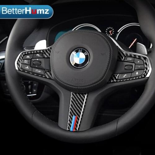 Auto Accessories Carbon Fiber Steering Wheel Buttons Car Stickers And Decals Modification Car Covers For BMW 5 Series G30 X3 G01