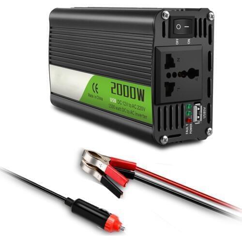 Car Inverter 12v to 220v 2000W Power Inverters DC AC Voltage Transformer Converter 12 220+2.1A USB Charger Adapter For Iphone7