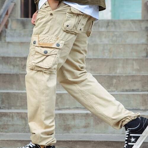 Cargo Pants Overalls Hip Hop Mens Cotton Trousers Hiphop Men Baggy Casual Pants Mens Army Green Pants