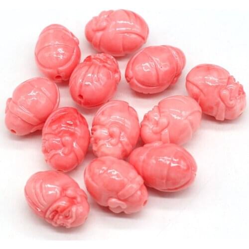 10 Pcs Natural Coral Beads Buddha Shape Pink Coral Loose Beads Necklace Accessories Coral Charms for Jewelry Making Bracelet