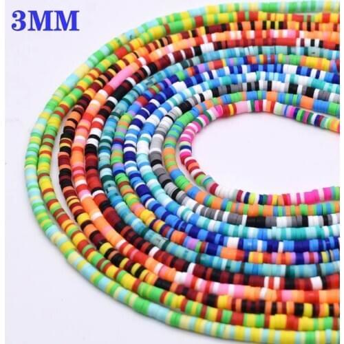 3X1mm multi colors Flat Round Handmade Polymer Clay beads Chip Disk Loose Spacer Beads For Fashion Jewelry Making DIY Necklace