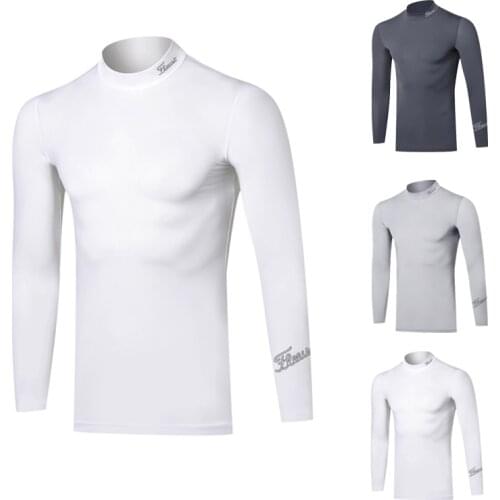 New Mens Golf T-shirt Summer Sports Ice Silk Long Sleeve Shirts Dry Breathable Polo-shirt for Men