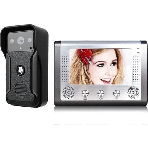 Mountainone One to One Video Intercoms kit Video Door Phone Doorbell 1 Camera Night Vision 1 Monitor 7 Inch for Home security