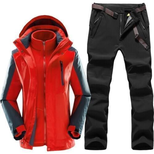 Autumn and Winter Outdoor Three-in-One Suit Brushed and Thick Wear-Resistant Mountaineering Skiing Suit