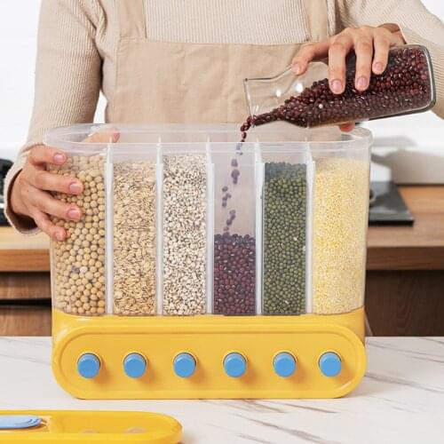 2/4/6 Grids Kitchen Containers Cereal Dispenser Wall-Mounted Sealed Food Storage Containers Grain Dispenser Food Can Bean Box