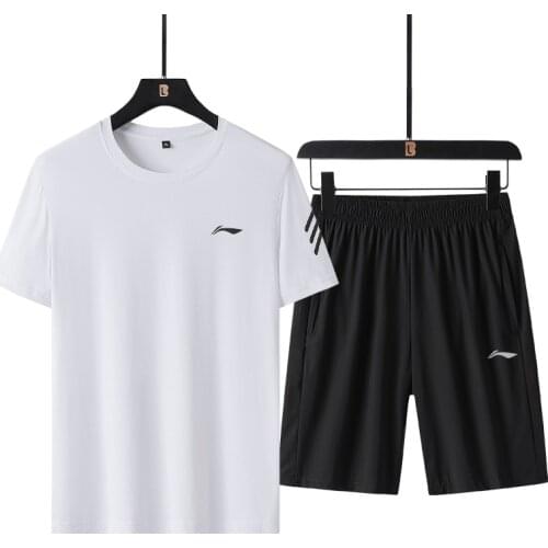 LINING Men Sportswear Ice Silk Material Quick Drying Running Two Piece Sportswear Breathable Lightweight Sportswear
