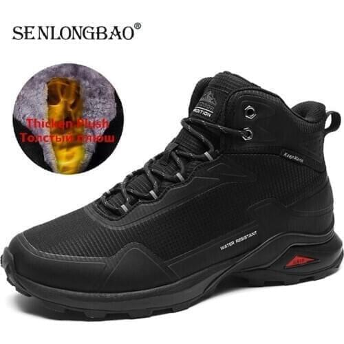 Brand Mens Boots Winter Work Boots Luxury Outdoor Waterproof Mens Snow Boots Warm Fur Man Ankle Boots Non-slip Hiking Boots