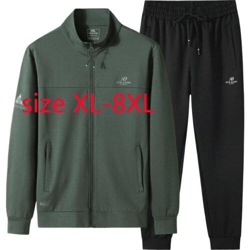 New Arrival Fashion Super Large Autumn Men Standing Collar Jacket+pants Set Casual Plus Size XL 2XL 3XL 4XL 5XL 6XL 7XL 8XL