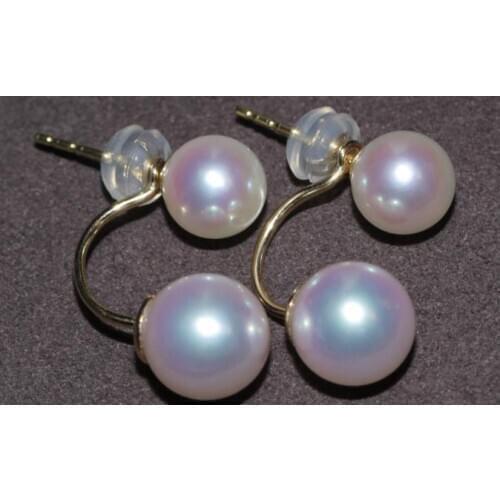 Charming pair of south sea 5-10mm round white pearl earring
