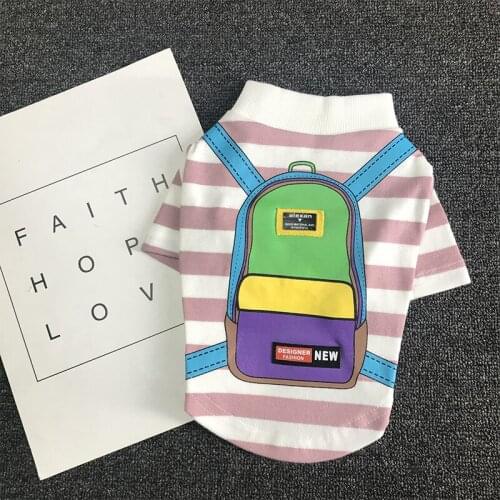 Autumn Cotton Pet Dog Clothes for Small Dogs Pets Clothing Chihuahua Striped Tshirt Poodle Costume Bag Print Apparel S-3XL