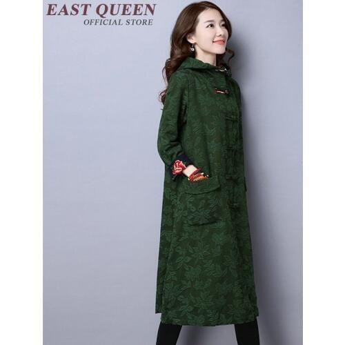 Chinese style winter coat women 2018 new arrivals large size jacket Chinese button long coat casual robe AA3004 YQ
