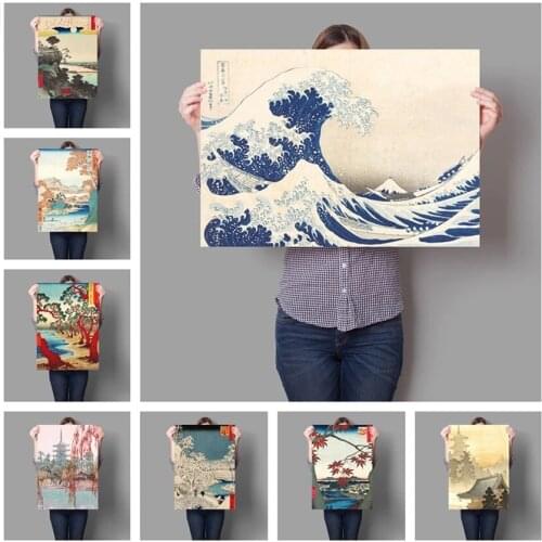 Retro Japanese Landscape Series Samurai Bar Cafe Living Room Posters Home Decor Painting Wall Art Hd Abstract Canvas Picture