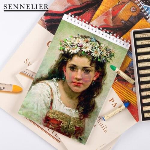 Sennelier Artist Painting Stick Pastels Pen,Pointed Oil Pastels 6 72Colors,Painting Stick Special Paper,Oil Pastel Pad,Drawing