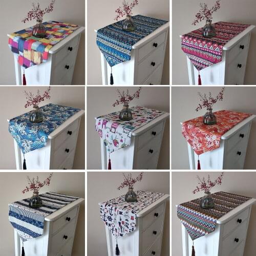 Cotton Linen Nordic Table Runner Small Fresh Cartoon Tablecloth Modern Minimalist INS Coffee Table Cloth TV Cabinet Cloth