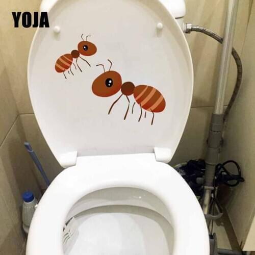 YOJA 23.5X19.6CM Funny Cartoon Industrious Ant Toilet Decal Wall Sticker Bedroom Home Decor T5-1394