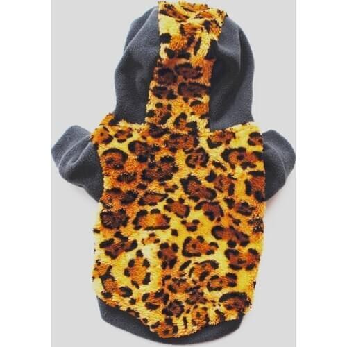 Leopard Warm Fleece Dog Clothes for Small Medium Dogs Winter Dog Hoodie Coat Puppy Pet Chihuahua Jacket French Bulldog Clothing