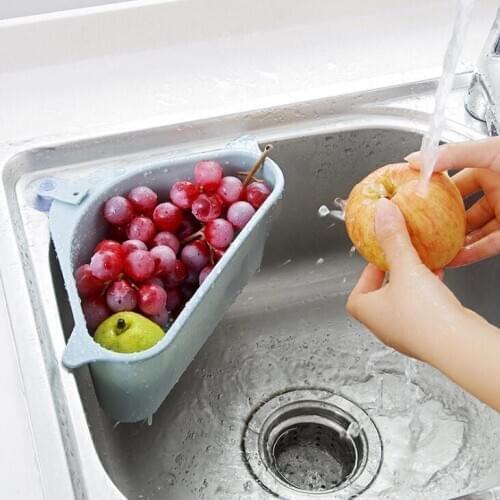 Triangular Sink Drain Shelf Shelving Sink Suction Soap Rag Rack Bucket Kitchen Drying Rack Sponges Storage Holder LX1591