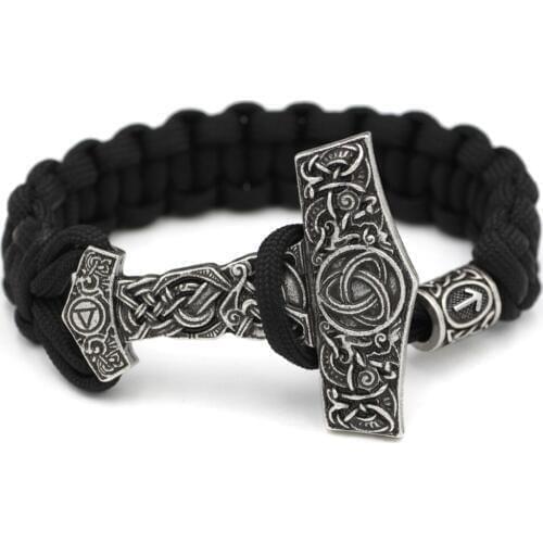 Viking Bracelet Rune Thor Hammer Slavic Amulet Scandinavian Odin Symbol Trinity Knot Bracelet Vikingos Jewelry Accsesori