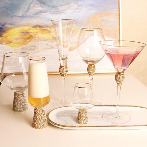 High Grade 140-700ml Diamond-Wrapped Special Goblet Festival Wedding Champagne Whiskey Ice Cream Liquid Gold Decoration Cup