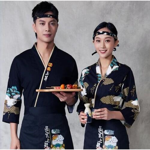 Japanese kimono Chef shirt Spring Men Women Sushi overalls