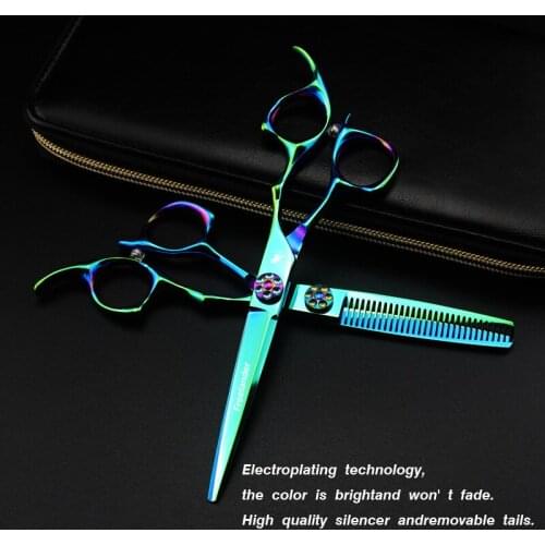 Green Hairdressing Scissors 6 Inch Hair Scissors Professional Barber Scissors Cutting Thinning Styling Tool Hairdressing Shear