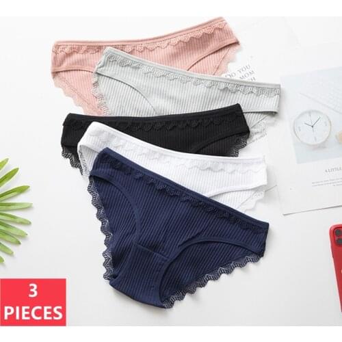 3PCS/Pack Sexy Female Underpants Lace Panties Hollowed-Out Sexy Underwear Lingerie Sexy Lingerie Ladies Comfort Cotton Panty