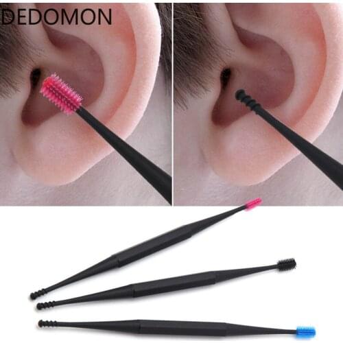 1/2pcs Soft Silicone Ear Pick Double-ended Earpick Ear Wax Curette Remover Ear Cleaner Spoon Spiral Ear Clean Tool Spiral Design