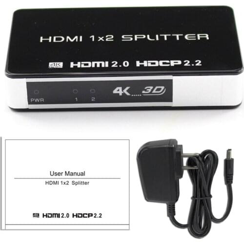3D 4K HDMI 2.0 Splitter 1x2 1 in 2 Out Audio Video Converter 4K 60hz 1080P For PS3 PS4 PS5 XBOX PC DVD to Dual HDTV TV Projector
