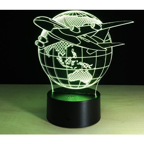 Plane Fly Earth 3D Lamp 7 Color change Small Night Light Colored lights Atmosphere lamp bedroom light For Gift Decorative Table