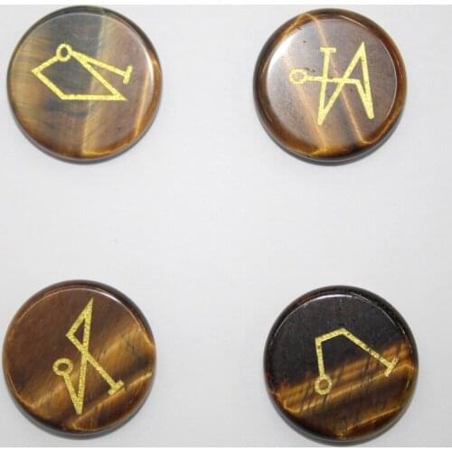 Natural Quartz symbol carving Crystal tiger eye stone Turquoises chakra amulet Energy pendulo therapy Healing jewelry 4pcs