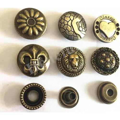 5 Sets/lot 17mm Good Quality 201 Buttons Metal Snap Fastener Press Stud Buttons Poppers Leather for Coats Craft Jeans Button