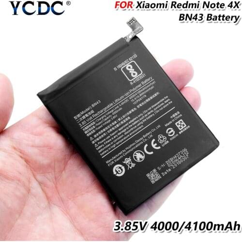 3.85V rechargeable Battery 4100mAh BN-43 For Xiaomi Redmi Note 4X Mobile Phone Replacement 3.85V 4100mAh bn43 li-iom battery