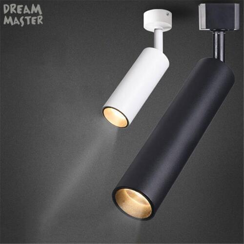 Black white 7W 12W aluminum led spotlights, shot long LED track light for clothing store showroom, COB led spot ceiling lamp