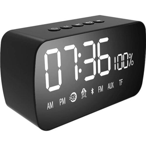 Wireless bluetooth Speaker LED Mirror Alarm Clock Subwoofer AUX Music Player Snooze Support FM Radio And TF Card
