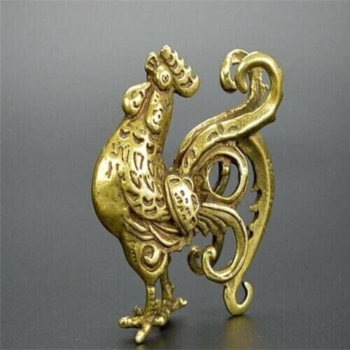 China Pure brass cock small statue