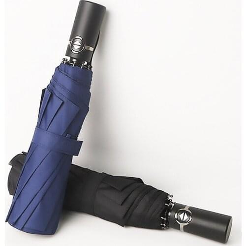 Business 10k automatic umbrella three folding windproof women umbrella automatic mens rain umbrella folding big sun umbrella